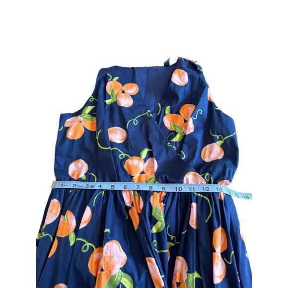 ModCloth Peach Print Instant Energy Faux-Wrap Dress Size 8 MISSING BELT - Picture 12 of 13